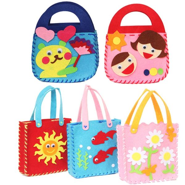 Kindergarten artes artesanais e artesanato não tecido saco costurar seus próprios sacos cedo aprendendo educação brinquedo festa favores