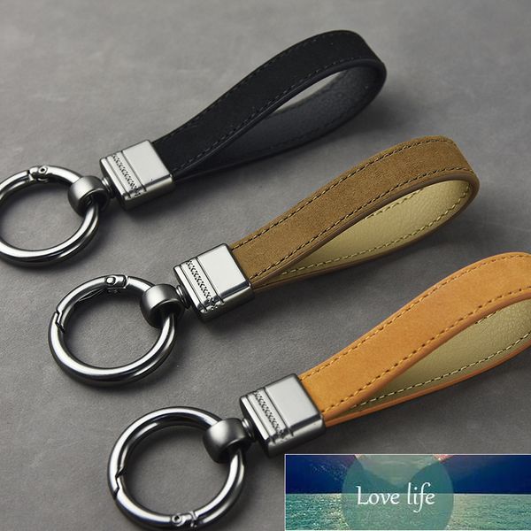 

luxury matte leather keychain car key ring clip circle buckle key holder auto waist keyfob organizer business men gift factory price expert, Silver