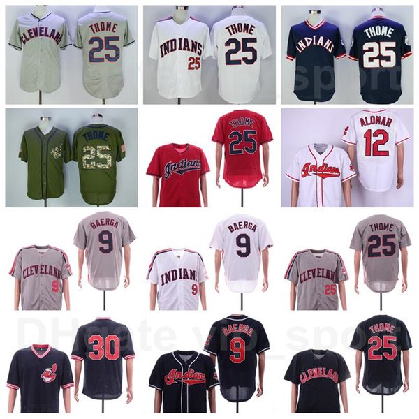 

1995 1976 1978 vintage baseball retror 12 roberto alomar jersey 9 carlos baerga 25 jim thome 30 joe carter navy blue red white, Blue;black