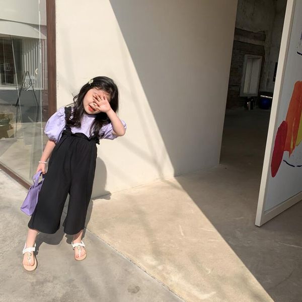 

2021 new wholesale girls boys overalls spring cotton fashion kids pants 2-7 years yx600, Blue