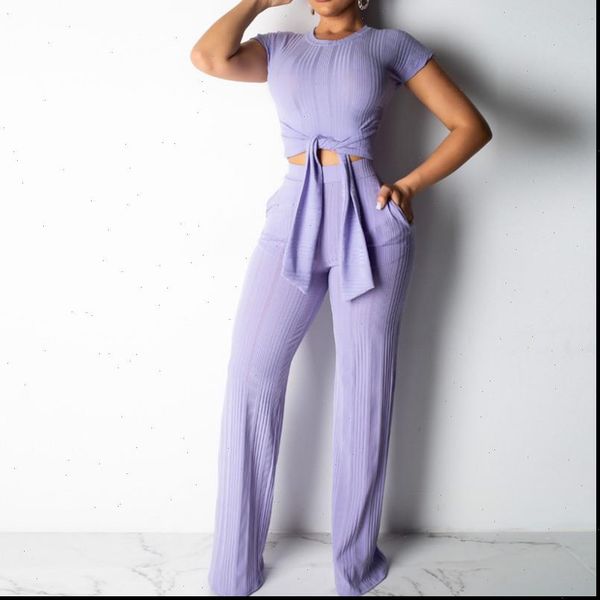 

women 2 pieces set tracksuits casual two piece set crop wide leg pants summer 2021 clubwear skinny outfits, Gray
