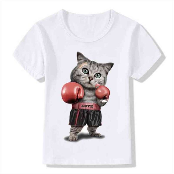 

children puglism strong boxer cat dog funny t shirt kids summer girls boys short sleeve clothes baby t shirt ooo2132, Blue