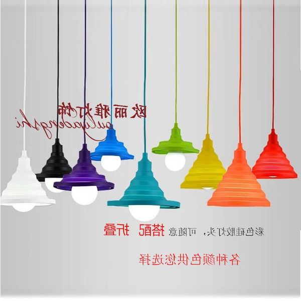 

pendant lamps simple personality can be folded to fold the restaurant supermarket fruit shop children's lamp color silica gel