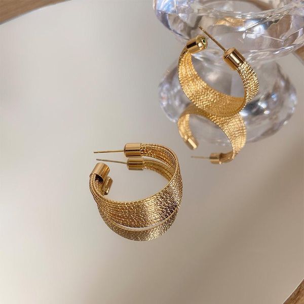 

hoop & huggie golden big earrings korean geometry metal gold for women simple vintage female 2021 trend jewelry, Golden;silver
