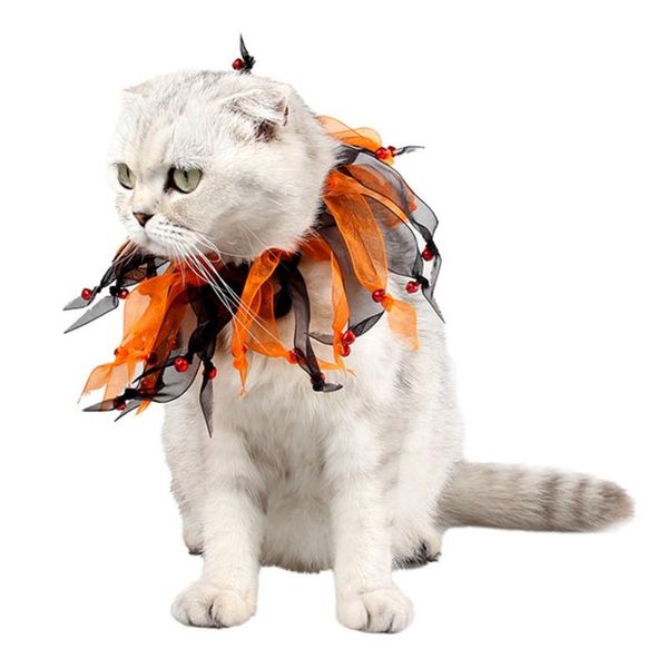 

cat costumes pet dogs collar christmas ribbon colorful tassel dog decorative pumpkin halloween festival costume for small