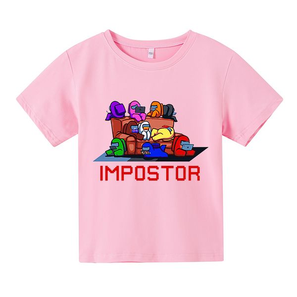 

game among us kawaii t shirts girl new boy loose anime clothes summer tee white t-shirts round neck oversized t shirt, Blue