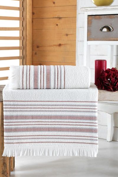

jacquard fringed 2-piece turkish %100 cotton bath towel set
