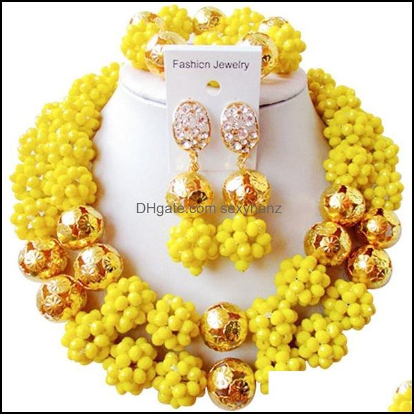

earrings & necklace design opaque yellow women crystal jewelry sets for anniversary present 2c-sjjs-05 drop delivery 2021 p5hxy, Silver