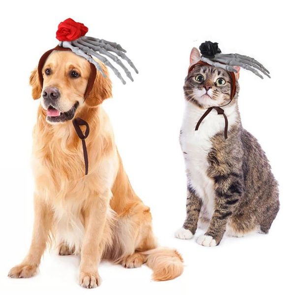 

dog apparel halloween pet cats and dogs funny hand bones fancy hat decoration costume cosplay with ears party supplies
