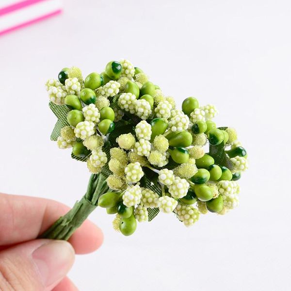 

decorative flowers & wreaths 12 flowers/bunches foam beads artificial flower stem/leaves diy wreath home wedding decoration bride holding