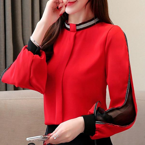 

women's blouses & shirts womens stylish female elegant blouse long sleeve solid blusas verano feminina clothes for women 2021 camisas, White