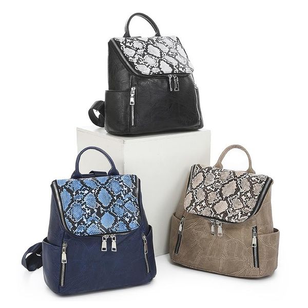 

backpack fashion s women pu leather snake pattern design lady large capacity python travel bag mochilas