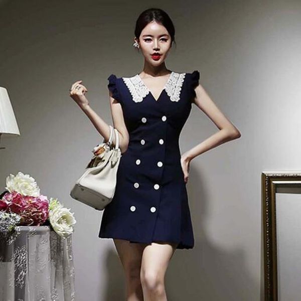 

zawfl summer women bodycon double-breasted dresses v-neck sleeveless midi dress ropa mujer vestidos verano 210525, Black;gray