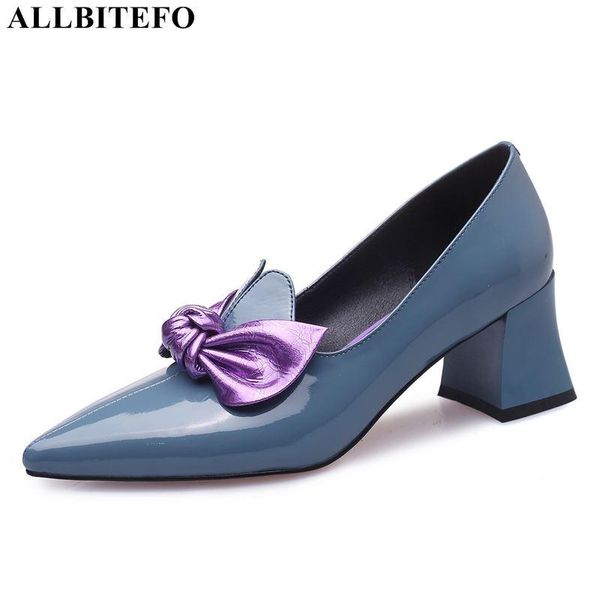 

dress shoes allbitefo sweet bowtie genuine leather high heel women quality heels girls, Black