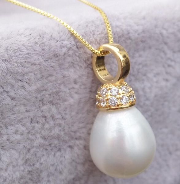 

it's the real p 2020 new 10x12.2mm south sea white pearl necklace pendant real ps, Silver