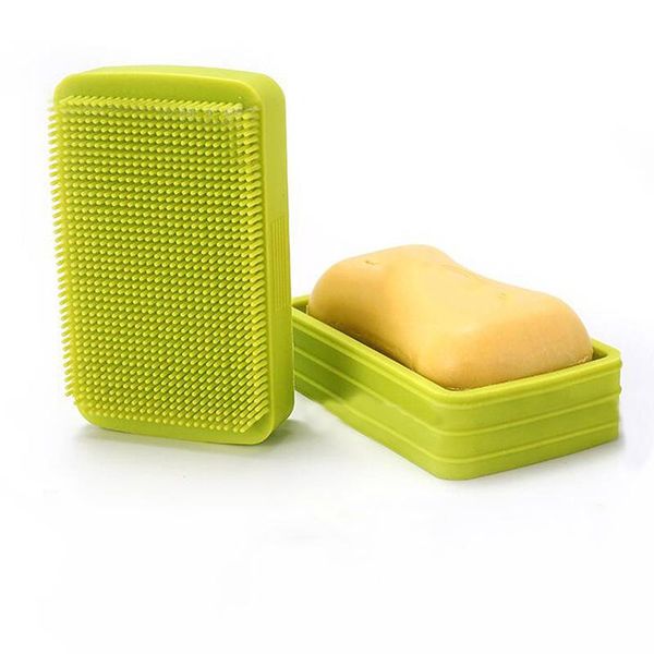 

household portable soap dishes creative silicone soap box with lid bath shower brush double use bathroom supplies box
