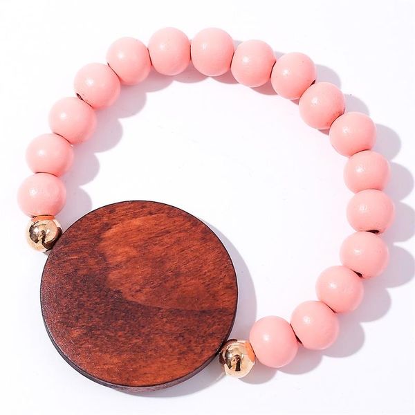 

2021 beaded bracelet for ladies holiday gift personalized laser monogram blank disc wooden beads stretch bracelet, Slivery;golden