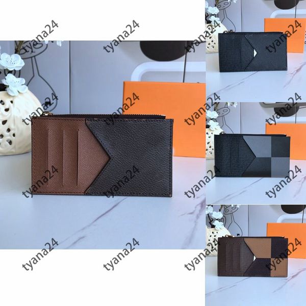 

card holder cards holders purses designer bags men women fashion all-match original leather zipper black leathers id cardholder classic retr, Brown;gray