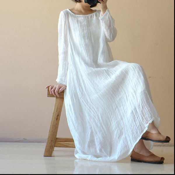 

bohemian long dress women transparent casual loose summer beach white sundress long sleeve maxi vestidos robe plus size, Black;gray