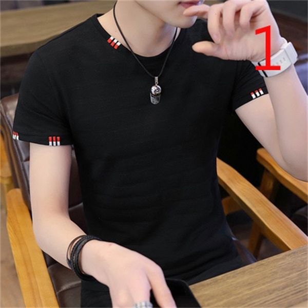 

2021 short-sleeved t-shirt summer new personality youth men's trend round neck compassionate breathable zhdz, White;black