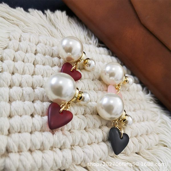 

d home / 21 new net red same front and back pearl earrings love exquisite earrings s925 sier needle, Golden