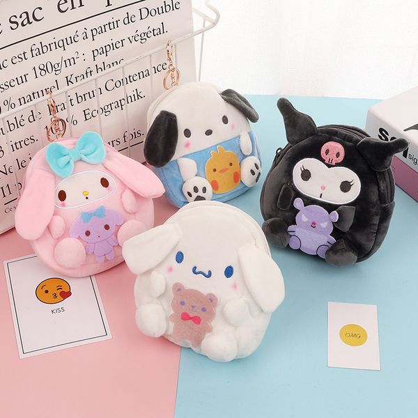 Commercio all'ingrosso morbido peluche cartone animato giapponese coniglio cane portamonete da donna mini carino cerniera ragazze portamonete animali portamonete cavo USB borsa per cuffie