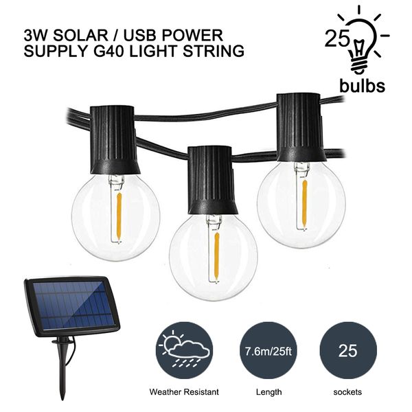 

2021 new lmpadas led g40, globo, energia solar, decorativa, reas externas, guirlanda, prova d' gua, 25leds, decorao para festas e quint
