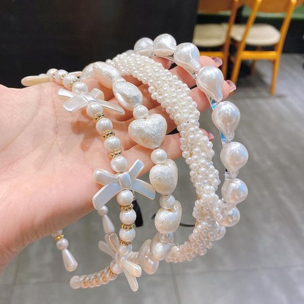 

hair accessories tiara headband pearl hairband wedding for women bridal headwear queen crown luxury jewelry fine gift