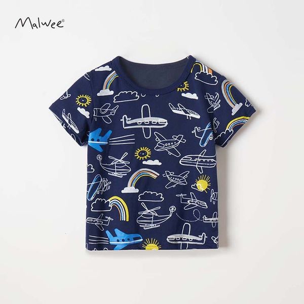 

boys' summer short 2021 malwee new children's sleeve t-shirt, Black;white