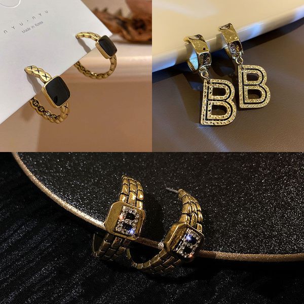 

no fading letter b retro earrings new 2021 earrings temperament advanced metal earrings female anti allergy, Silver