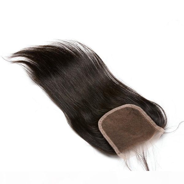 

100% human straight indian hair closure with lace size 4*4, Black
