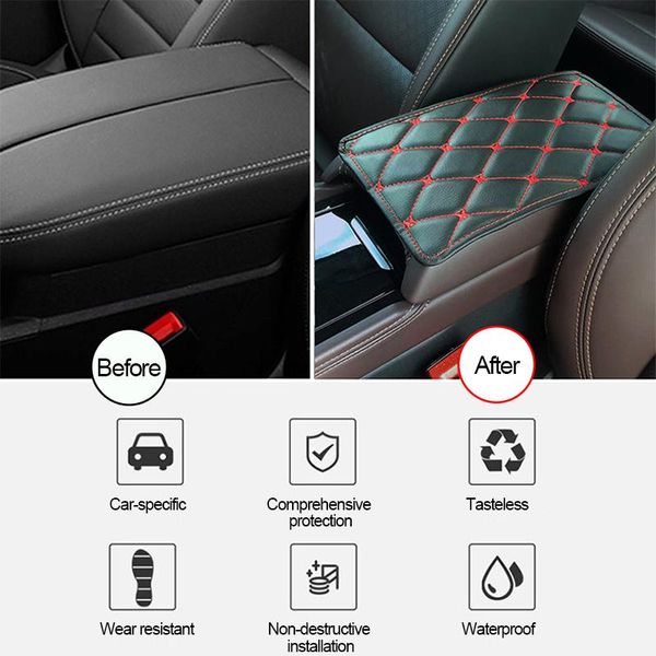 Capas de assento de carro Seametal Couro Braço Auto Braço Resto Almofada Protetor Universal Caixa Capa Impermeável Anti Slip Pad Mat259D