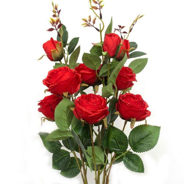 

decorative flowers & wreaths 70cm 10pcs artificial rose with water drops silk fake camellia faux plant diy home garden wedding decoration wh