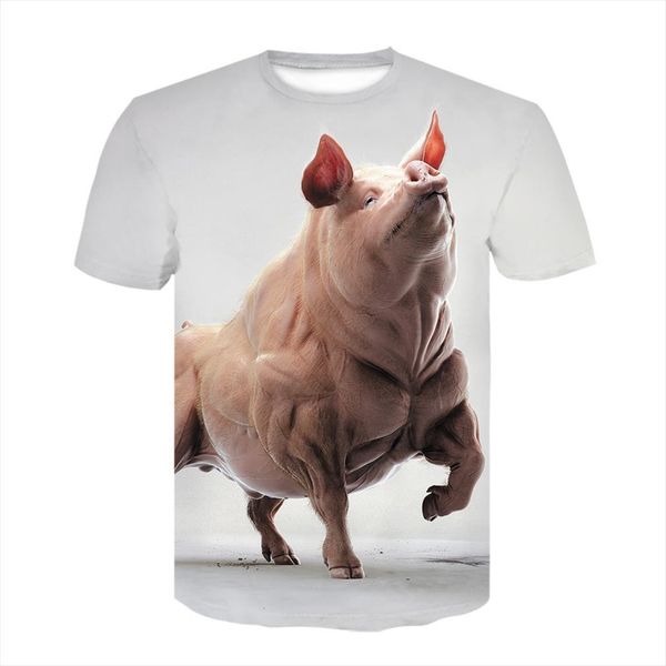 

novelty fashion brand women mens summer animal pig 3d print tees stranger things funny, White;black