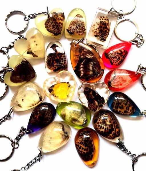 

yqtdmy 12 pcs mixed color butterfly charming keychain specimen keychain crafts h0915, Silver