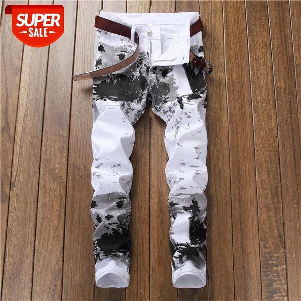 

denim designer white jeans for men 28-38 2021 autumn winter hip hop punk streetwear #o70b, Black