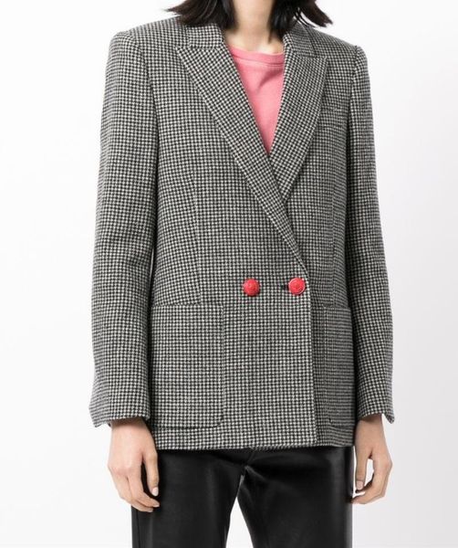 

women's suits & blazers women plaid long sleeve casual blazer notched double pockets 2021 autumn ol suit coat, White;black