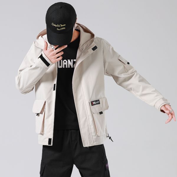 

2021 new brand men jacket spring fall jackets for man hooded sweatshirt long sleeves coat korean style fashion clothing mj5p, Black;brown