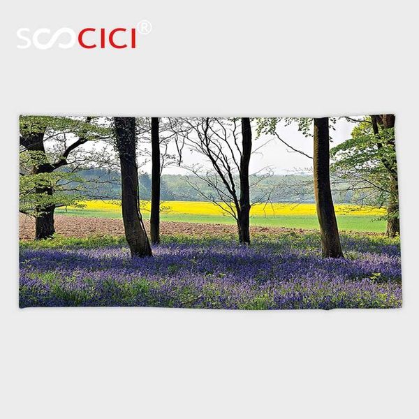 

towel custom microfiber ultra soft bath/hand towel,woodland decor bluebells in wepham woods wildflowers spring rural environment po