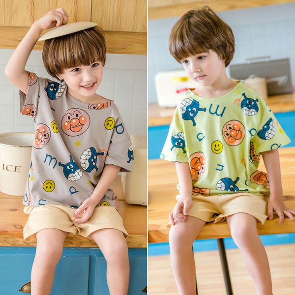 

pajamas short sleeve suit children's home wear boys' summer, Blue;red