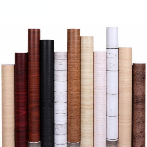 

wallpapers pvc self adhesive waterproof furniture refurbished wood grain wallpaper dormitory bedroom wall paper wardrobe table door sticker