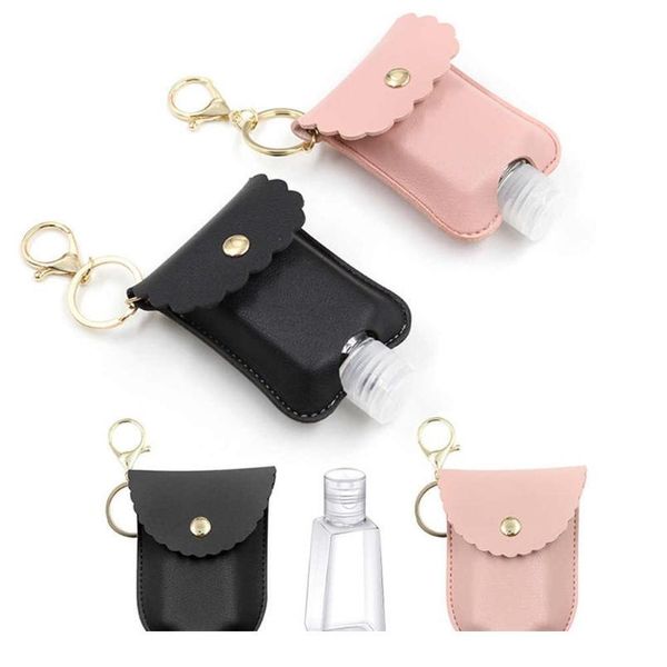 

2pcs empty travel bottle and keychain holder travel bottle empty hand sanitizer bottles container leather c jlldxr