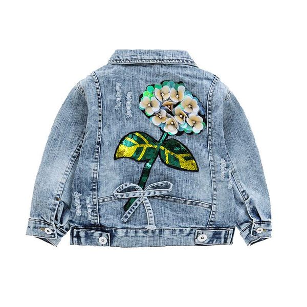 

jackets yourseason fashion kids spring autumn baby coats sequins flower teenage jeans outerwear clothes 2021, Blue;gray