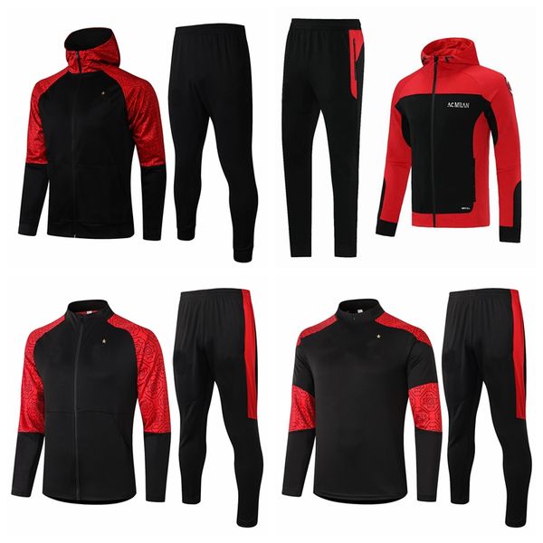 

survetement tracksuits 2020 2021 ac soccer sets ibrahimovic piatek calhanoglu milan tracksuit hoodies football jacket set, Black