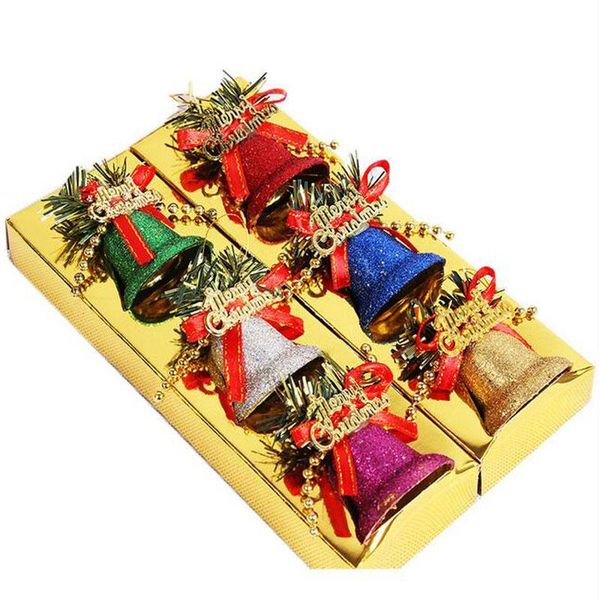 

christmas decorations 6pcs jingle bells decorative with ribbon bowknot mini craft bulk for festival party xmas tree decor