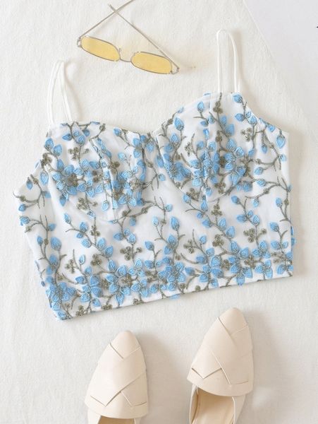 

appliques zipper detail cami 21ta#, White