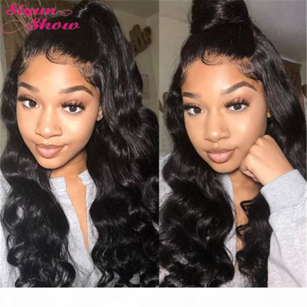 

siyun show 360 lace frontal wig brazilian body wave lace front wig 180 density 360 full lace wig human hair wigs for women, Black