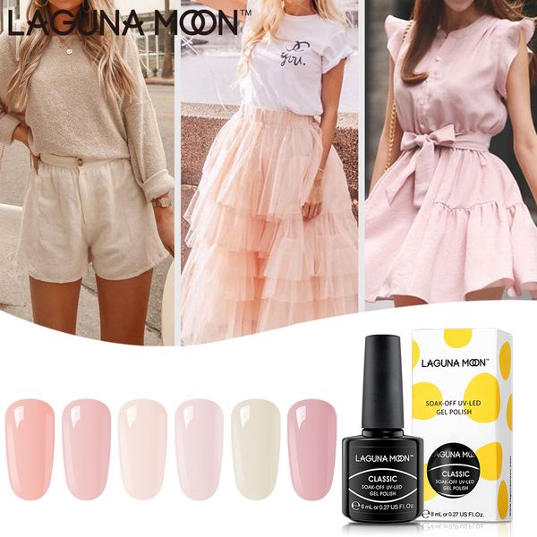 

lagunamoon 8ml french nude gel polish uv led soak off varnish lacquer semi permanent stamping painting lacquer enamel gellack, Red;pink