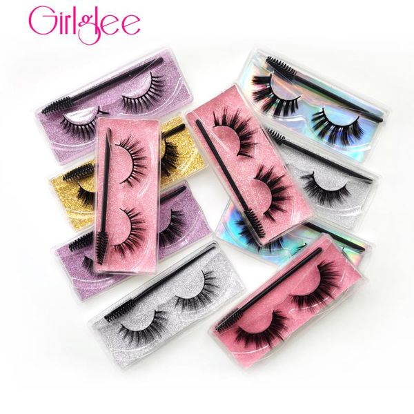 

false eyelashes natural mink lashes 14-20mm makeup soft medium length 3d wholesale fake custom logo girlglee