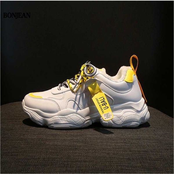 

boots bonjean plus velvet shoes female 2021 winter korean version of the warm old women's wild thick, Black